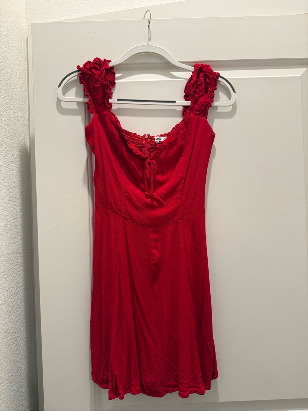 Reformation Red Ruffle Strap Mini Dress | Size XS | Romantic Cottagecore
